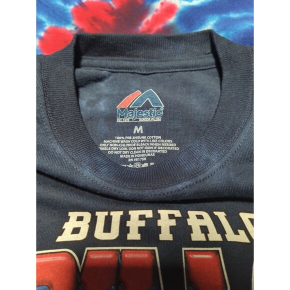 Majestic AOP NFL Buffalo Bills Adult Medium T-Shirt Vintage VTG Very Rare Find - Picture 3 of 6